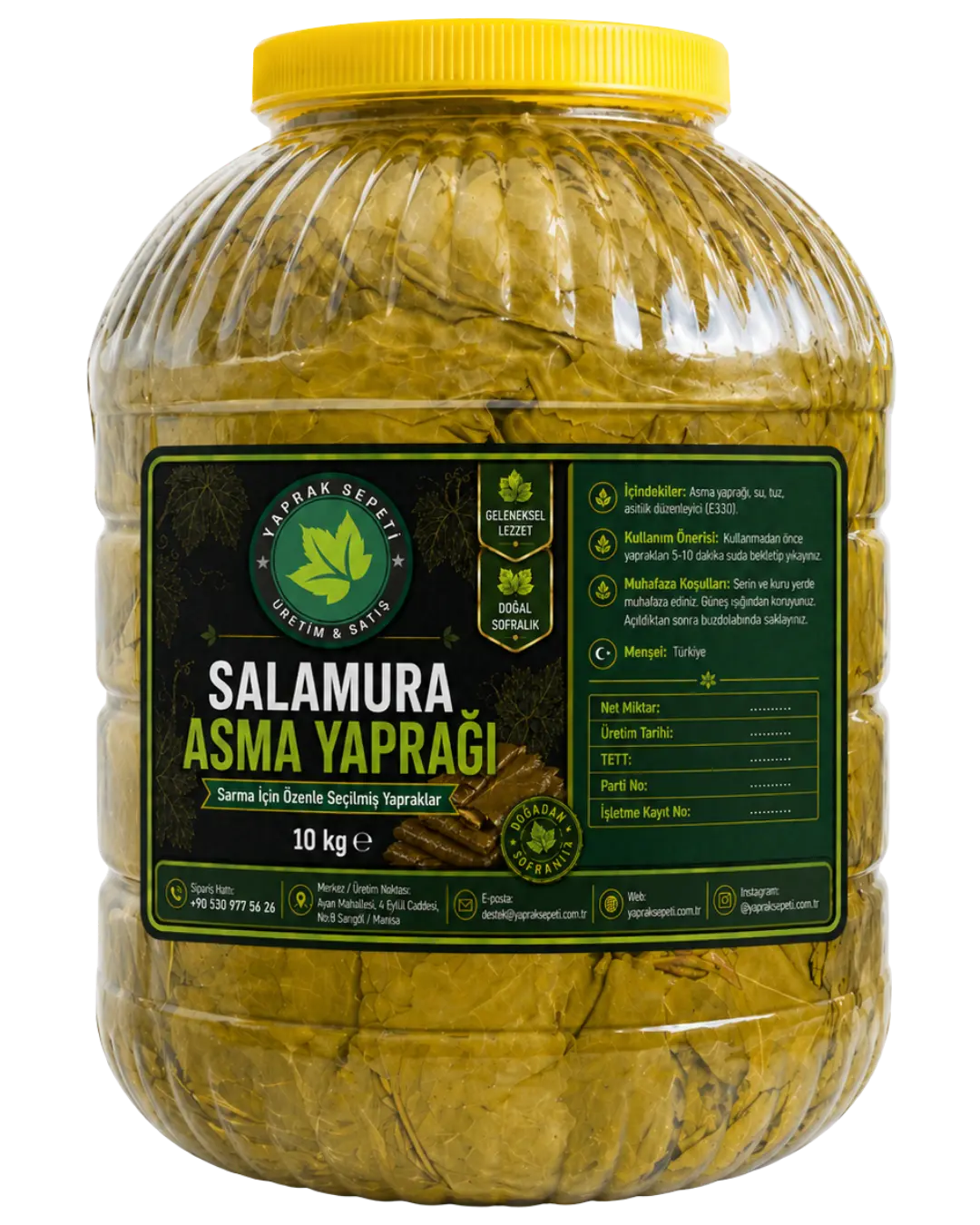 Sarma yapımına uygun, özenle seçilmiş Salamura Asma Yaprağı 10 Kg, yüksek miktarda ürün ihtiyacı olan kullanıcılar için ideal bir seçenektir. Pratik kullanım, geleneksel lezzet ve toplu tüketim için uygundur.