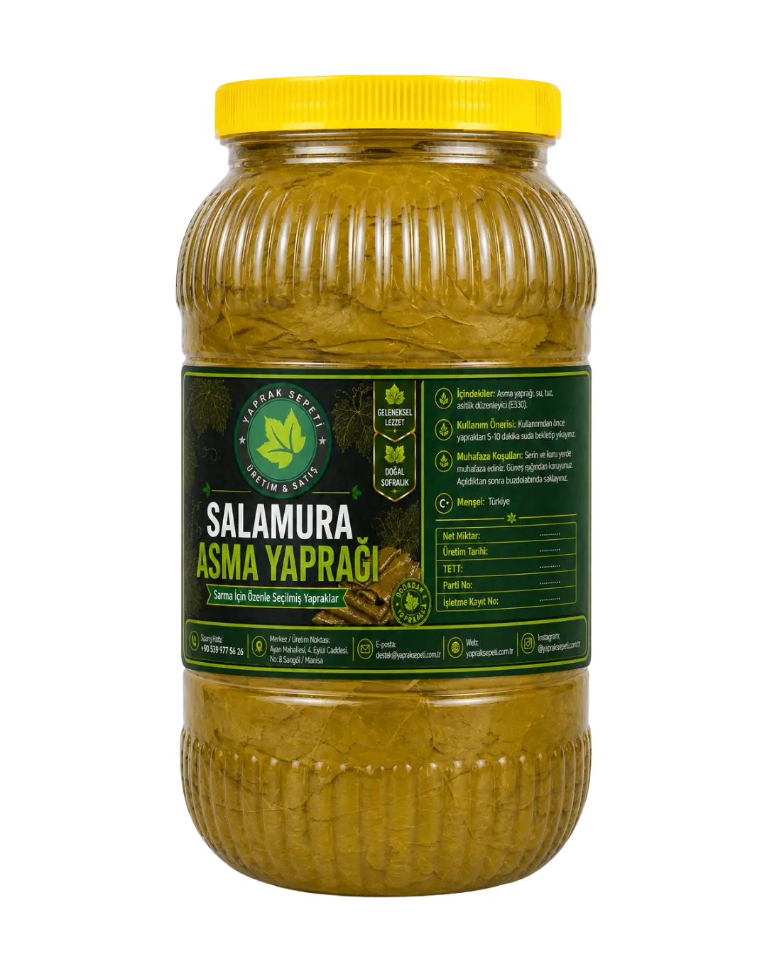 Sarma yapımına uygun salamura asma yaprağı 3 kg seçeneği, daha yoğun kullanım için ideal bir alternatiftir.