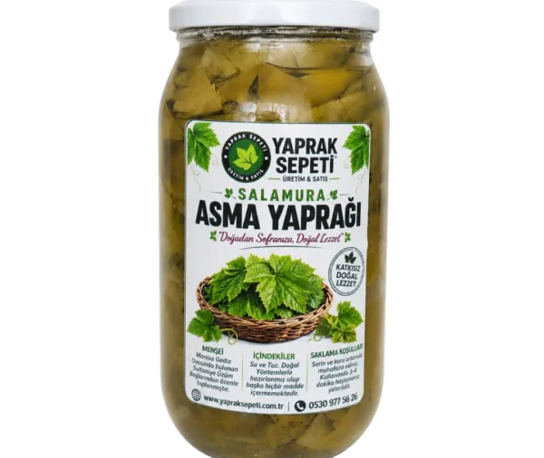 Cam Kavanoz 1'lik Salamura Asma Yaprak